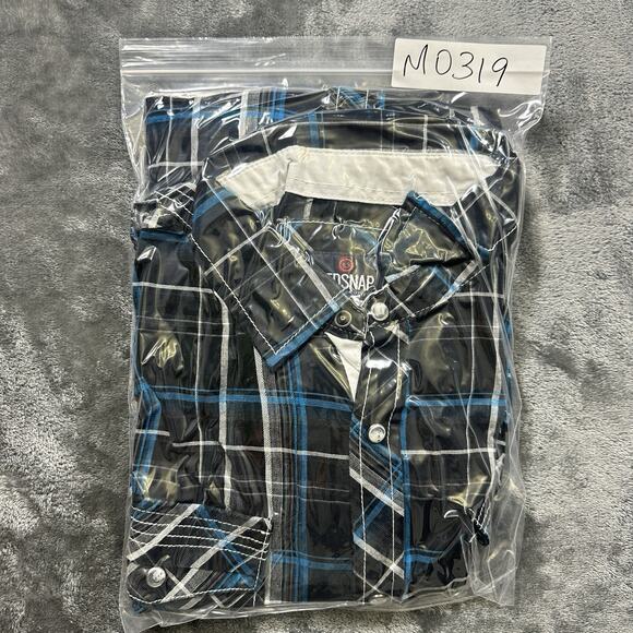 Redsnap Clothing Shirt Mens Large Black/Blue Pearl Snap Western‎ Cowboy - Picture 9 of 9